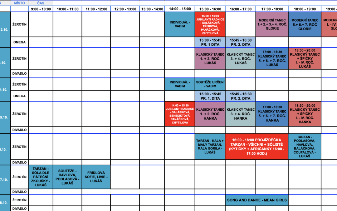 Rozvrh 2. – 8.10.